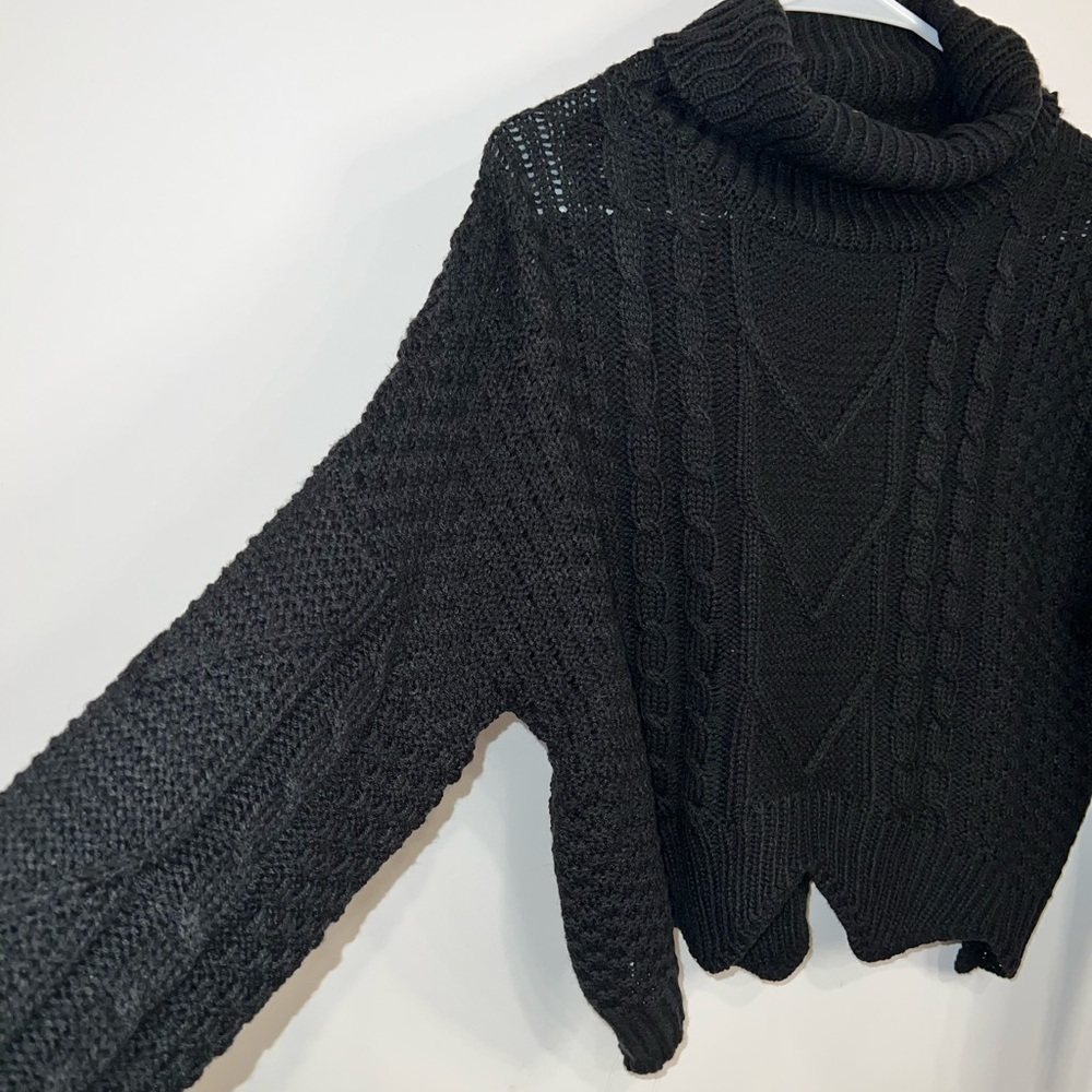 Black cropped cowl neck sweater